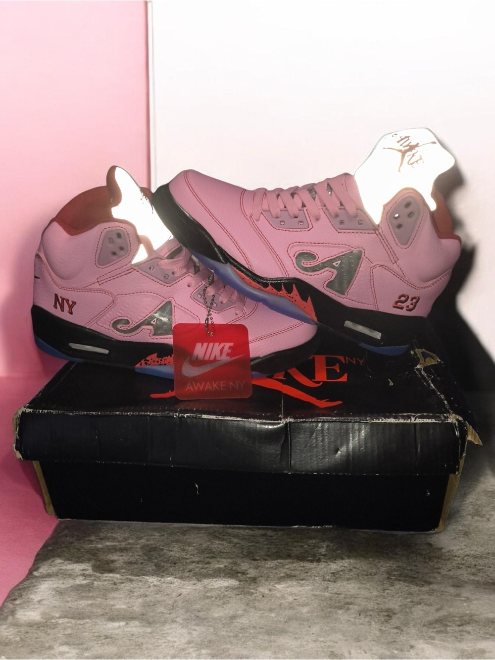 Nike Pink and Black Collaboration-Inspired High-Top Sneakers